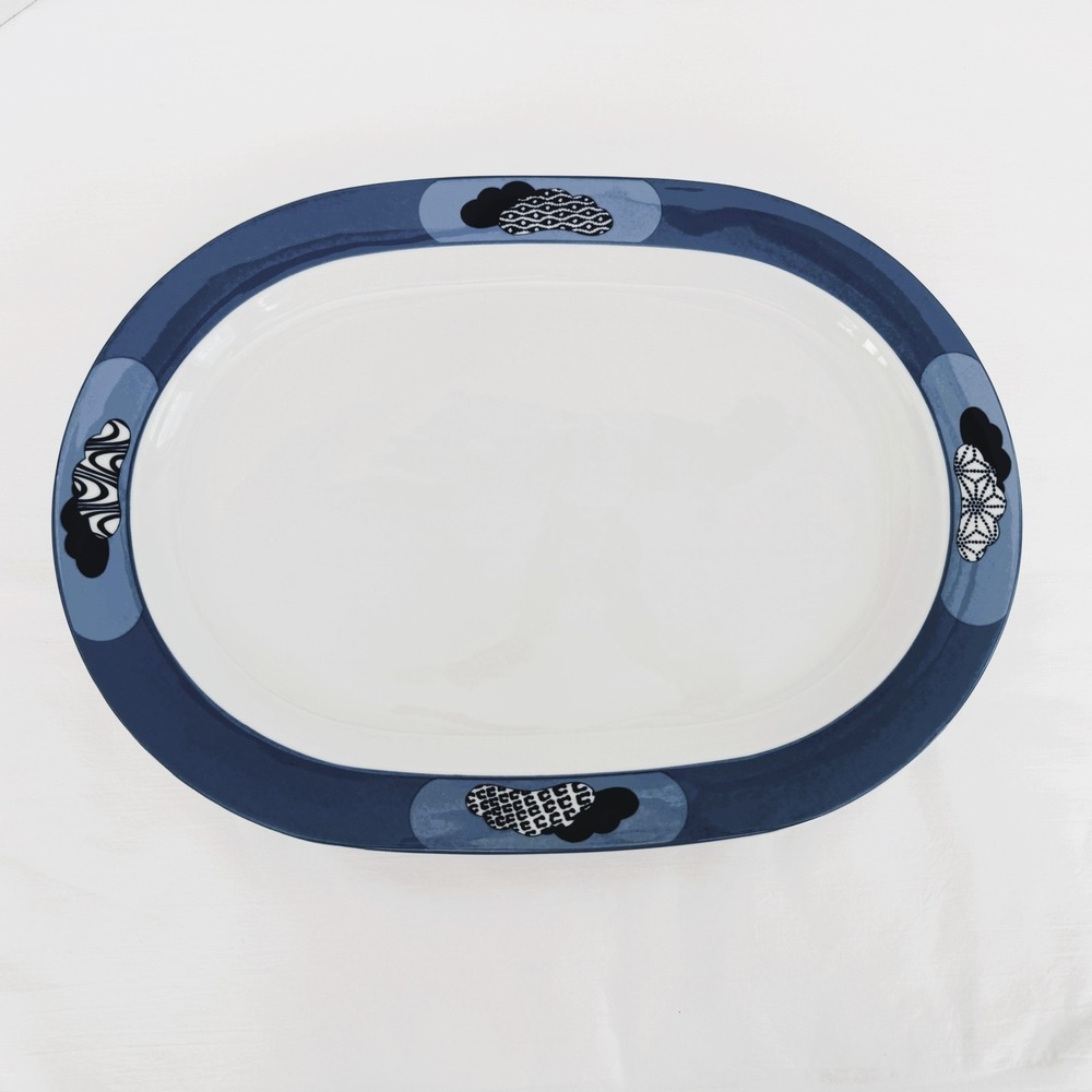 Lisboa Block Spal Blue Pacific by Yoshico 15.5 Inch Oval Serving Platter